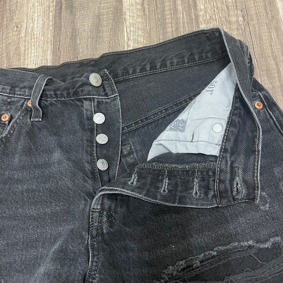 Levi’s Premium 501 Women’s Original Shorts – Black, Big E Tab, Size 28 - Picture 4 of 7